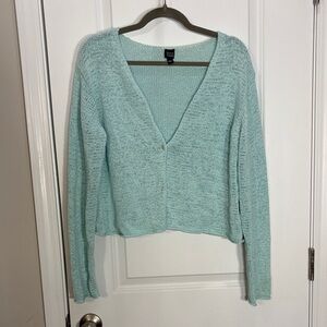 Eileen fisher open knit cotton blue cardigan